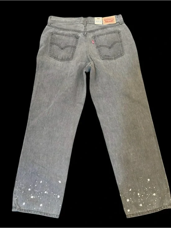 Levi’s Low Pro Straight Leg Gray Bleach Splatter Jeans Size 30 NWT-Y2K-Grunge - Picture 8 of 16